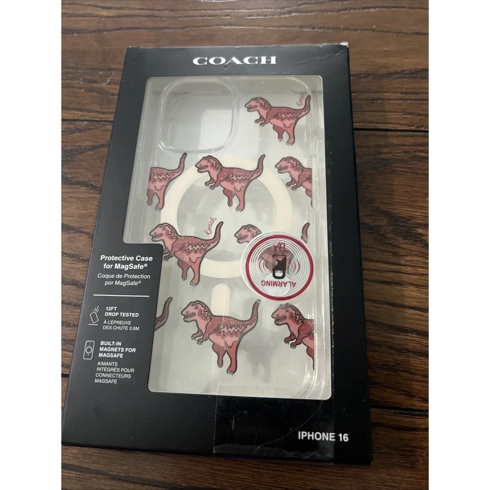 Coach Rexy Red Dinosaur iPhone 16 Protective MagSafe Clear Phone Case